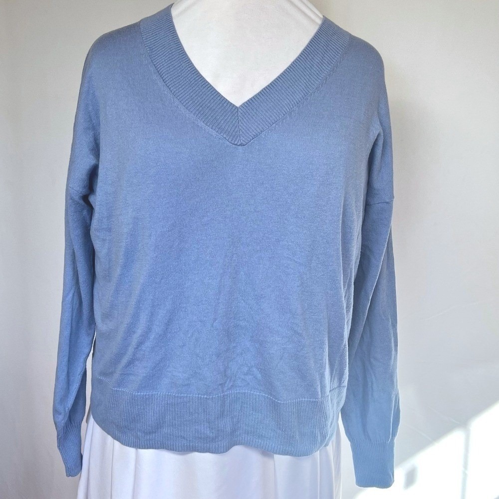 GAP Blue V Neck Long Sleeve Pullover Sweater Women's Size L
